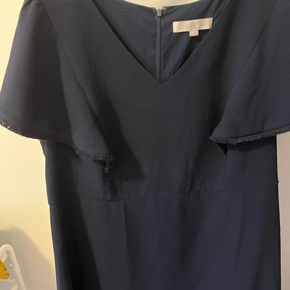 Loft navy flutter sleeve dress - Picture 4 of 6